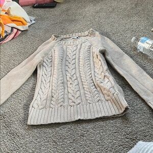 Women's Beige Cable Knit Sweater